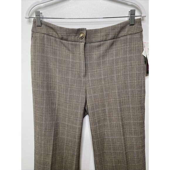 Willi Smith Vtg Y2K Brown Window Pane Plaid Slacks Pants Wide Leg Womens‎ 10 NWT - Picture 2 of 16